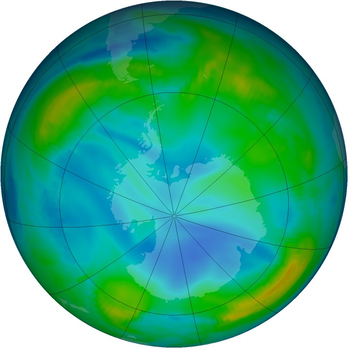 Antarctic ozone map for 19 June 1999